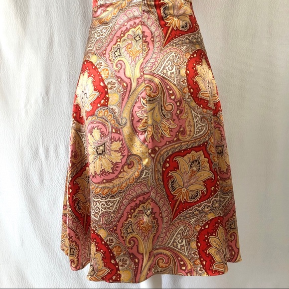 Jane Hamill Gold and Pink Paisley Silk  Dress - Picture 7 of 8